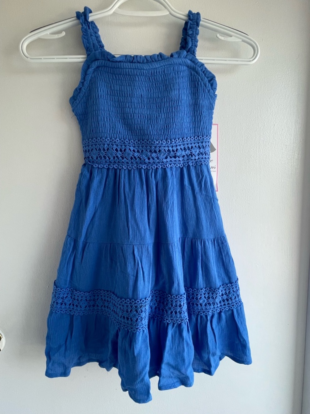 Rare Editions Royal Blue Smocked Sundress with Crochet Panels